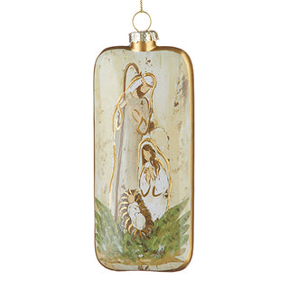 Holy Family Rectangle Ornament glass natural tones