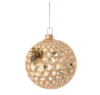Honeycomb / Bee Ornament in Pink Champagne Christmas ornament gold rose gold