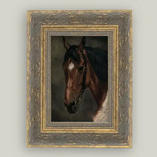 Horse Portrait Framed Antique Art 5"x7"