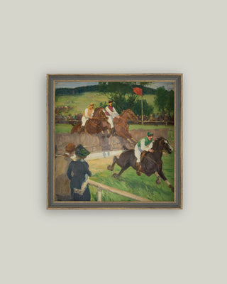 Horse Racing Framed Antique Art 8"x8"