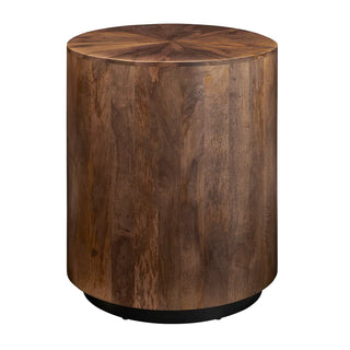 Hudson End Table brown wood metal base round