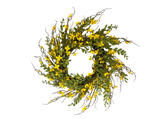 Forsythia Wreath with Foliage 28"