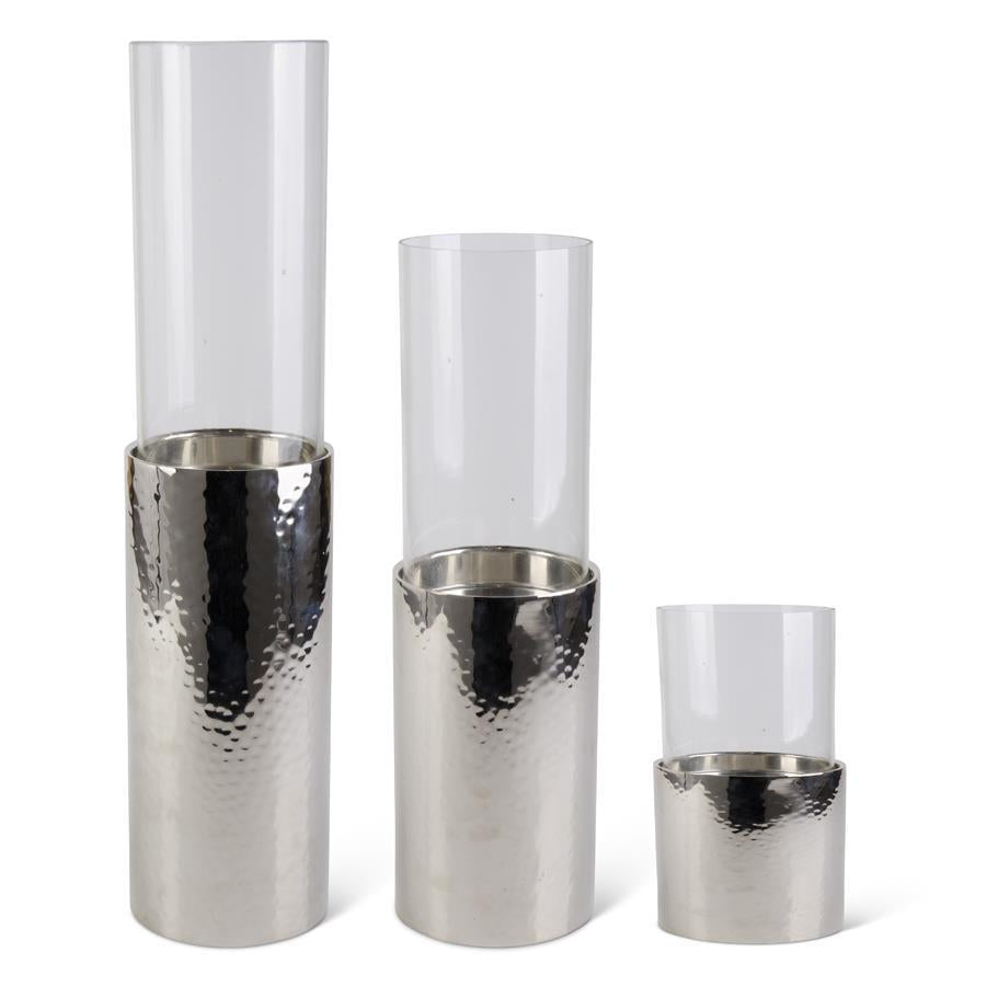 Silver Pillar Candle Holders