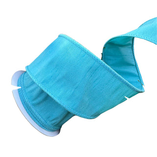 Turquoise Dupion 2.5" x 1' Wired Ribbon - SOLD BY THE FOOT