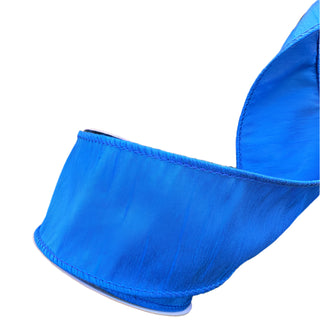 Royal Blue Dupion 2.5" x 1' Wired Ribbon - SOLD BY THE FOOT