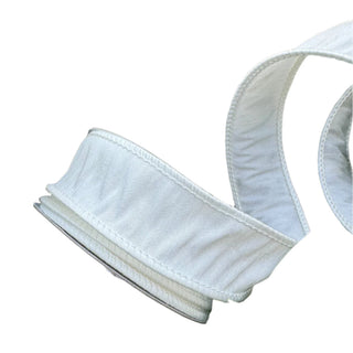 Creamy White Dupion 1.5" x 1' Wired Ribbon - SOLD BY THE FOOT