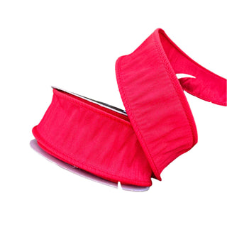 Red Dupion 1.5" x 1' Wired Ribbon - SOLD BY THE FOOT
