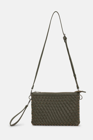 Ilse Jacobsen Crossbody Bag in Army green braided leather