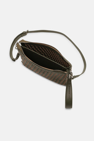 Ilse Jacobsen Crossbody Bag in Arm green braided leather
