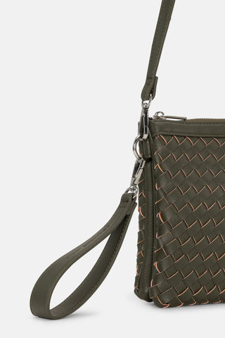 Ilse Jacobsen Crossbody Bag in Army green braided leather