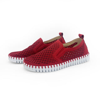 Ilse Jacobsen red slip on sneaker with white rubber sole