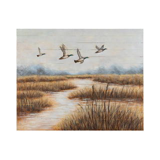 In Flight Canvas slat style duck goose geese marsh landscape