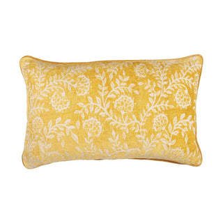 Isadora Lumbar Embroidered Pillow, Yellow flower floral