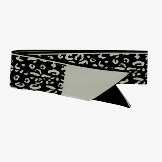 Ivory & Black Animal Printed Narrow Silky Scar