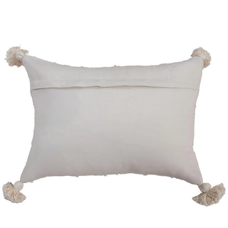 Ivory French Knot Down Alternative Filled Pillow cream hand-tied hand tied tassel embroidered
