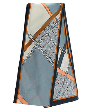 Ivory & Multi Chain Print Narrow Scarf