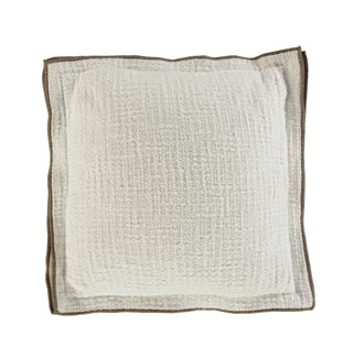 Ivory with Brown Piping Down Alternative Filled Pillow texture cream 