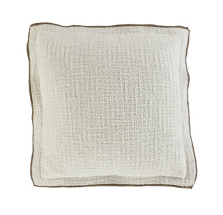 Ivory with Brown Piping Down Alternative Filled Pillow double sided texture waffle cream white