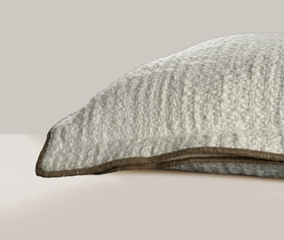 Ivory with Brown Piping Down Alternative Filled Pillow WHITE CREAM WAFFLE TEXTURE