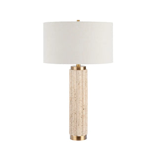 Jeremiah Table Lamp resin beige tan natural shade drum barrel gold accent