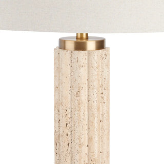 Jeremiah Table Lamp resin gold accent natural linen shade tan beige 