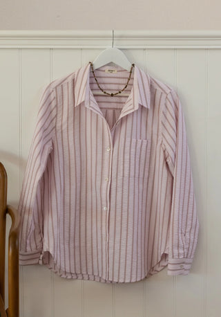Jessie 1 Pocket Shirt in Petal seersucker stripe