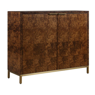 Jethro 2-Door Cabinet burl veneer gold leg geometric square