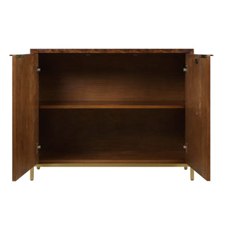 Jethro 2-Door Cabinet burl veneer gold metal geometric square