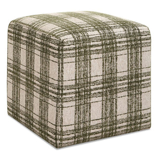 Joie Ottoman in Ireland Plaid green cream