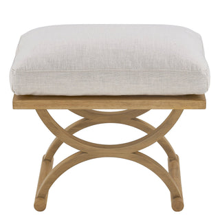 Joss Ottoman / Stool linen cream pillow top arch rubber wood