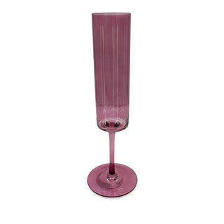 Vintage Flute Glass Etched in Cranberry