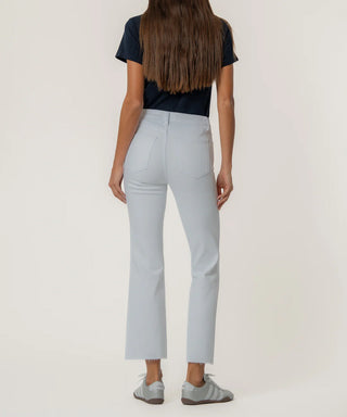 Kut Kelsey High Rise Ankle Flare with Raw Hem in Optic White