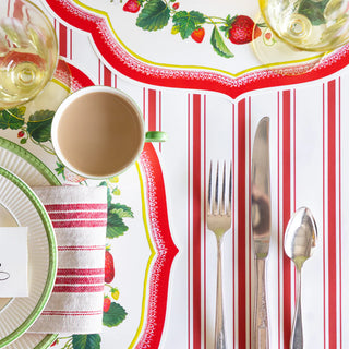 Hester & Cook Red Linen Stripe Runner