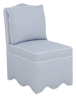 Katy Armless Chair chambray seersucker blue and white stripe