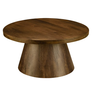 Keppler Cocktail Table in Brown dark round solid base wood