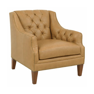 Knickerbocker Leather Tufted Lounge Chair in Camel