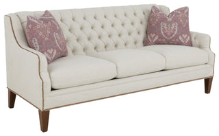 Knickerbocker Tufted Sofa bone ivory brown leg nail head
