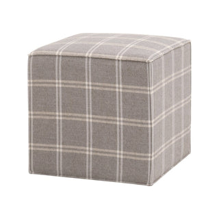 Knox Accent Cube gray taupe plaid