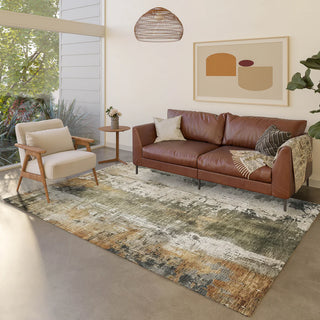 Kochi KC14 Putty Rug 8x10 Abstract patterned rug with earthy tones of beige green and grey