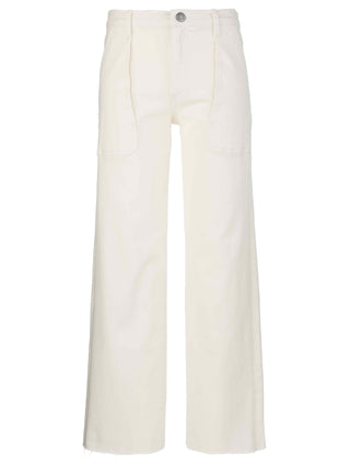 Kut Avery High Rise Easy Straight Leg with Pork Chop Pocket in Ivory