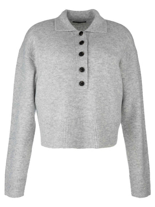 Kut Lilia Button Front Long Sleeve Sweater in Heather Grey