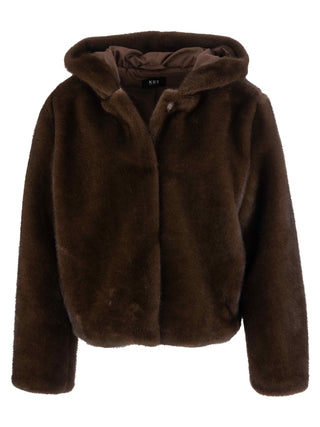 Kut Saskia Faux Fur Jacket in Chocolate