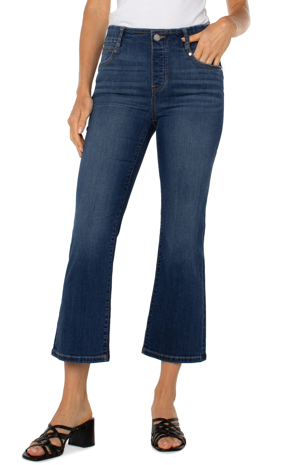 Liverpool Gia Glider Crop Flare Jeans in Bonelli