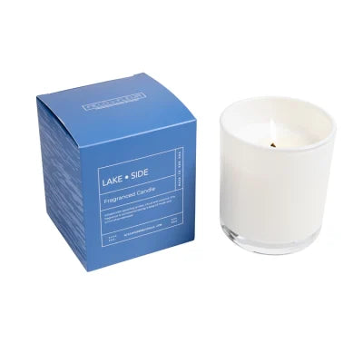 Hillhouse Naturals Lake Side Candle in White Glass in Box