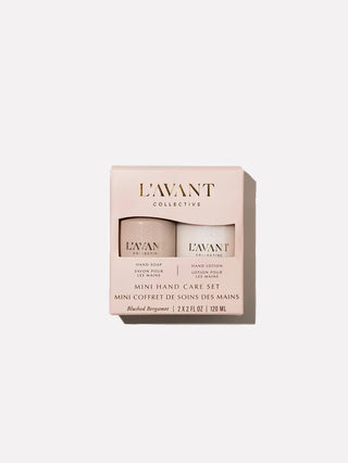 L'Avant Collective mini blushed bergamot hand care set packaging on a white background