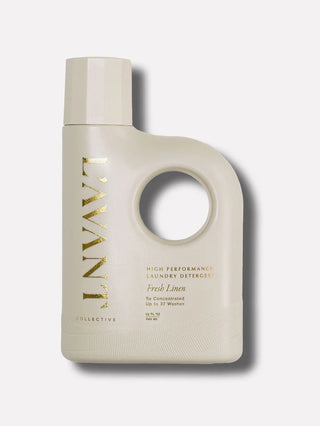 Lavant fresh linen laundry detergent bottle with gold text on a white background