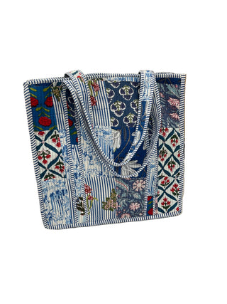 Large Blue Quilted Tote