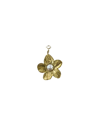 Large Gold Flower with Pearl Clip Charm