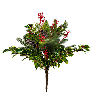 Large Mixed Pine Bush with Holly 27"