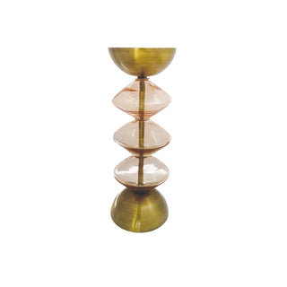 Large Recycled Glass & Metal Pillar Holder
